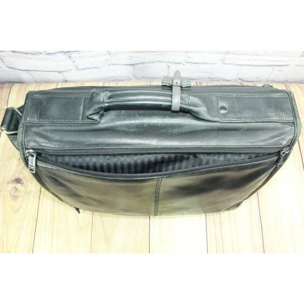 Tumi Black Genuine Leather Expandable Organizer Briefcase Laptop Bag